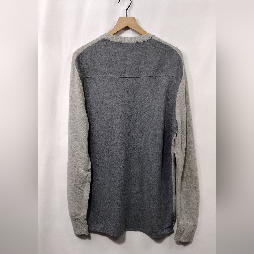 Banana Republic Merino Wool Two Tone Sweater Mens XL Gray Retro 90s Y2K Casual - Picture 5 of 8